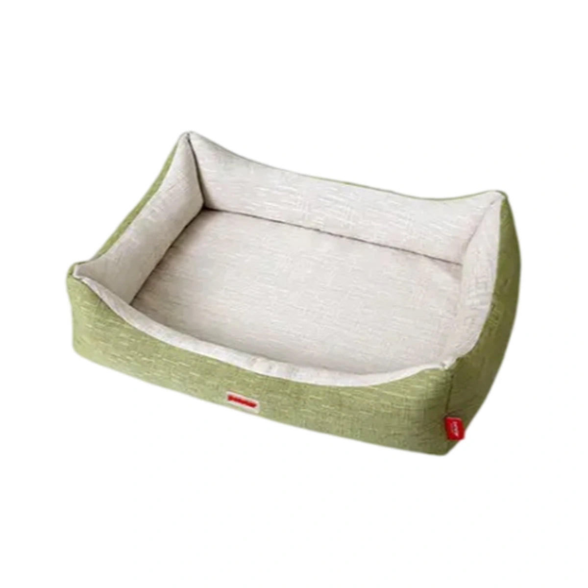 Green and cream Petstar square washable pet bed, product view