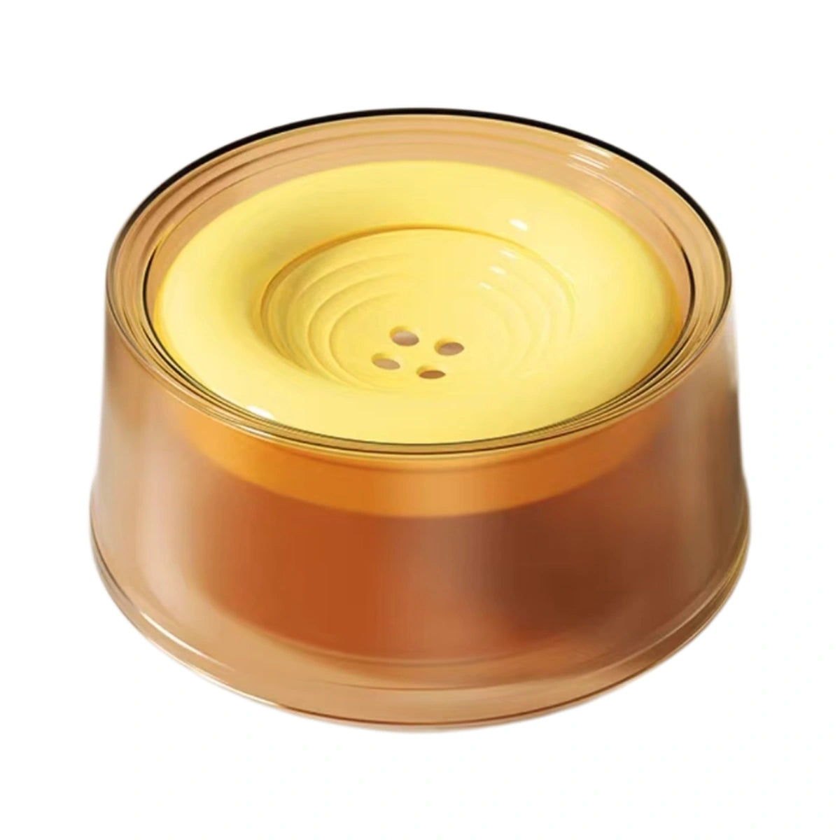 Orange 1.2 L floating pet water bowl, front three-quarter view