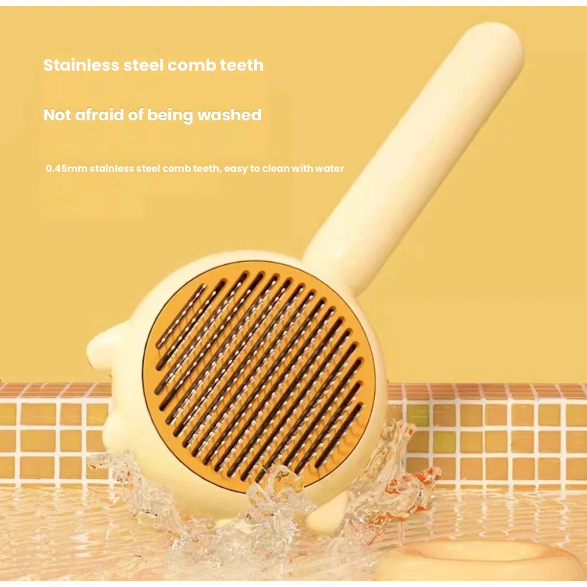 Round head of the yellow cat grooming comb