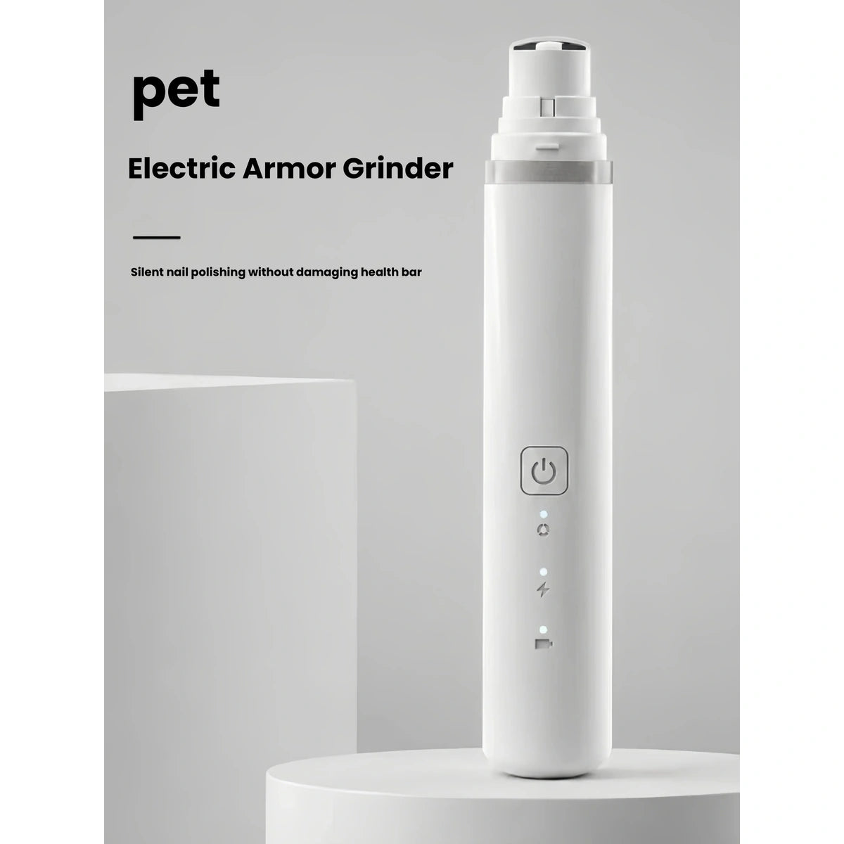 White electric pet nail grinder with one-button control
