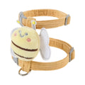 Yellow bee-themed cat harness with adjustable straps and a plush bee detail