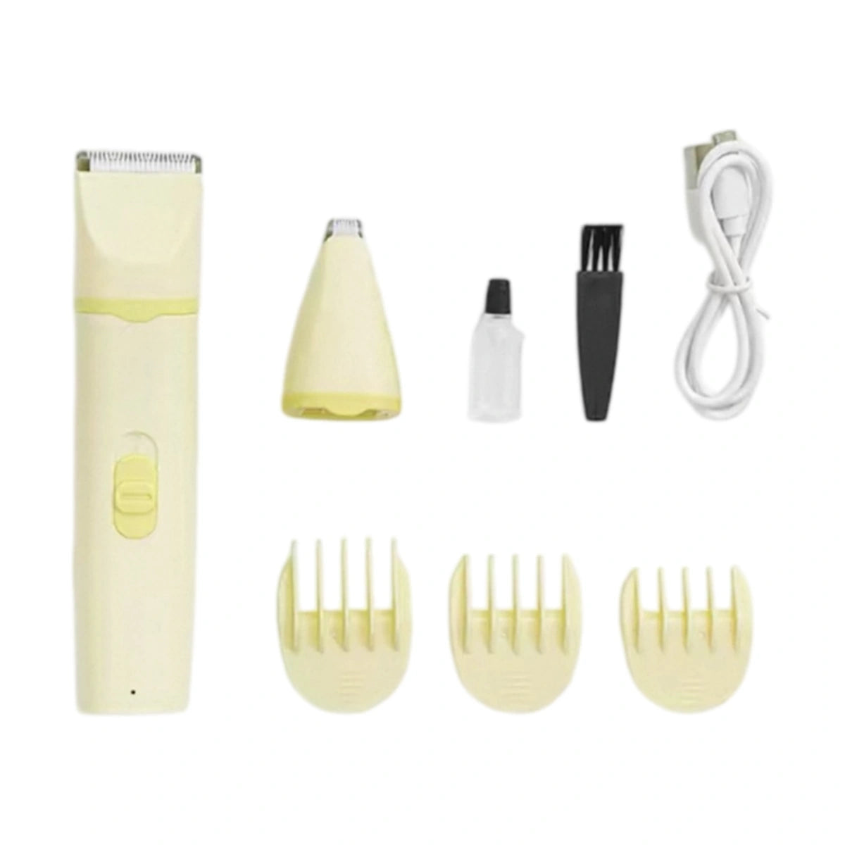 Mango Yellow pet clipper with interchangeable grooming heads and accessories