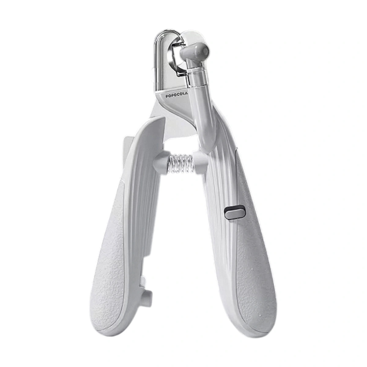 Grey POPOCOLA pet nail clippers with transparent collection cover