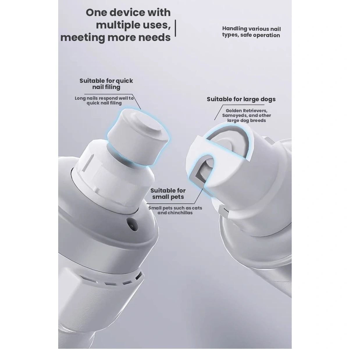 Interchangeable grinding heads on POPOCOLA nail grinder