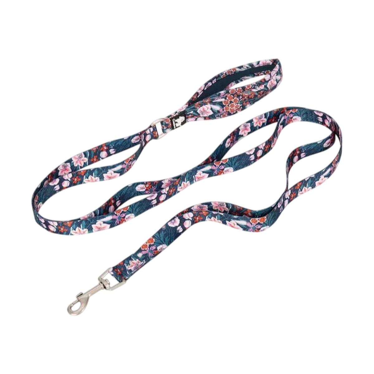 Teal floral Truelove multi-handle dog leash