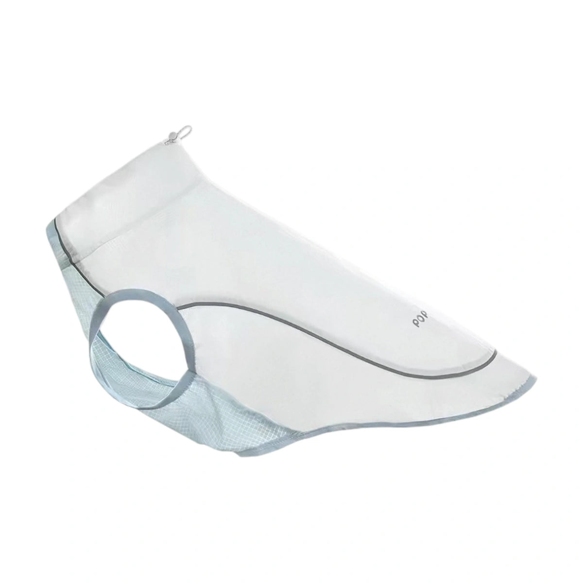 Blue and white lightweight dog vest shown flat