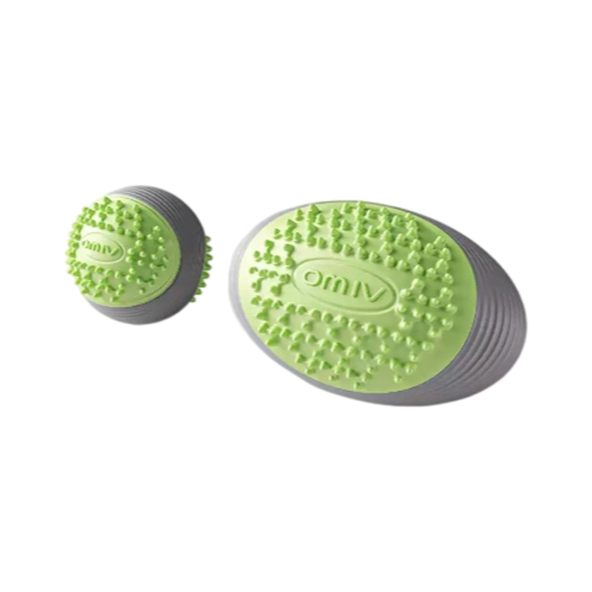 Two views of the textured dog ball