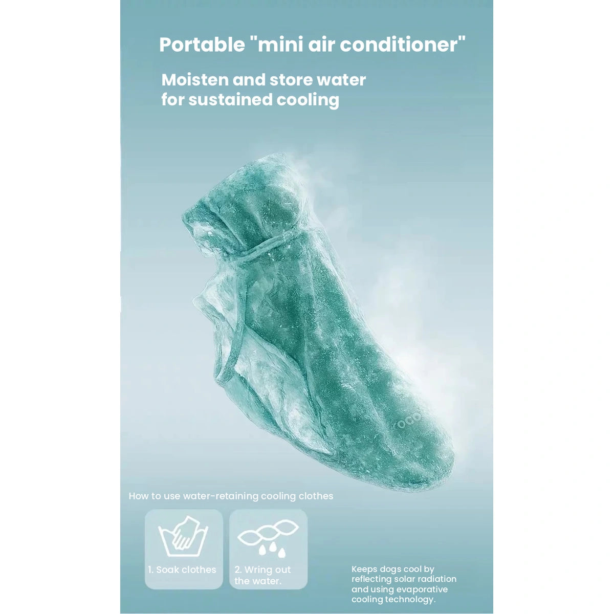 Cooling vest fabric shown in water-themed graphic