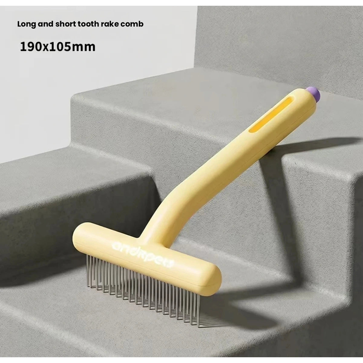 Yellow double-row undercoat rake comb
