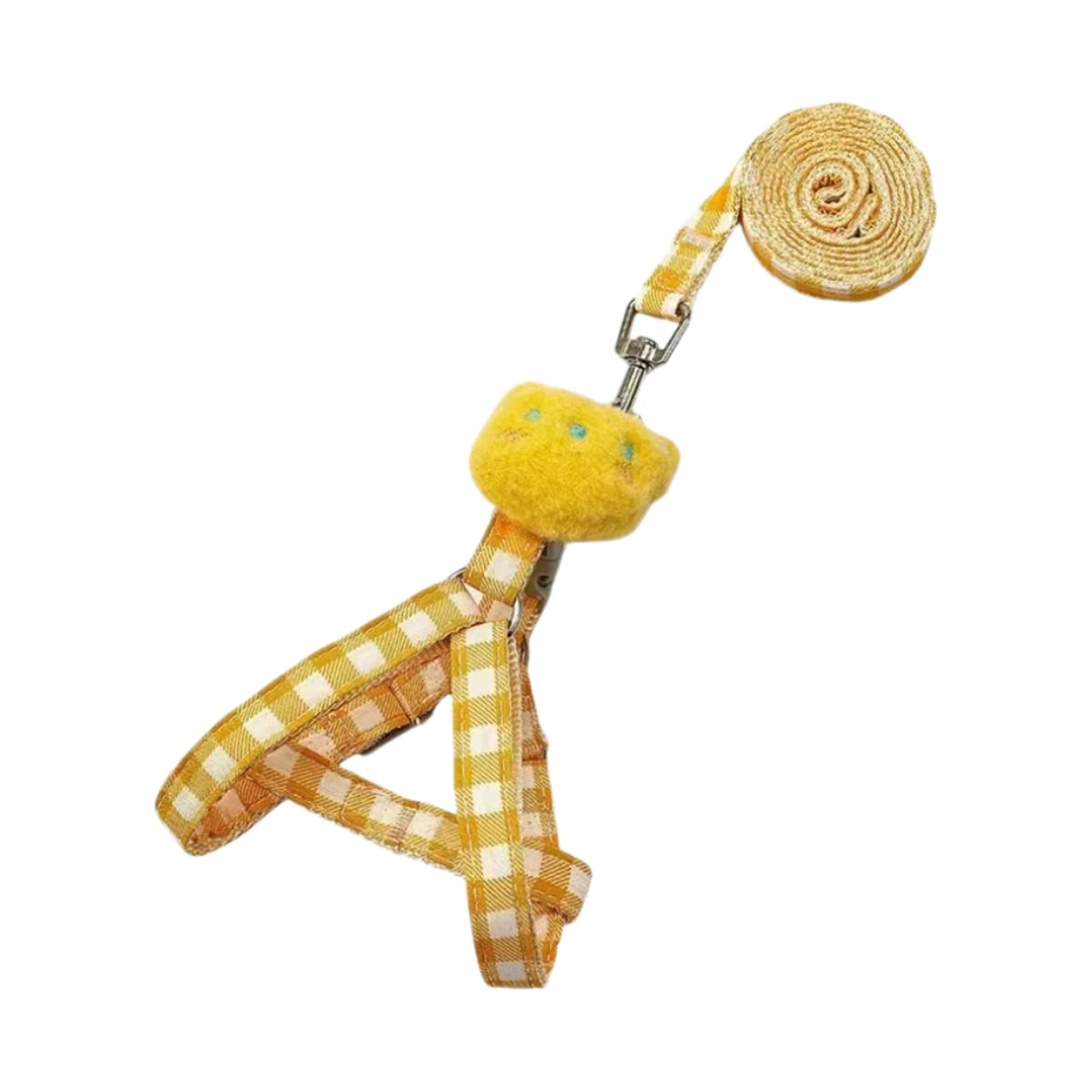 Yellow checked harness and matching rolled lead