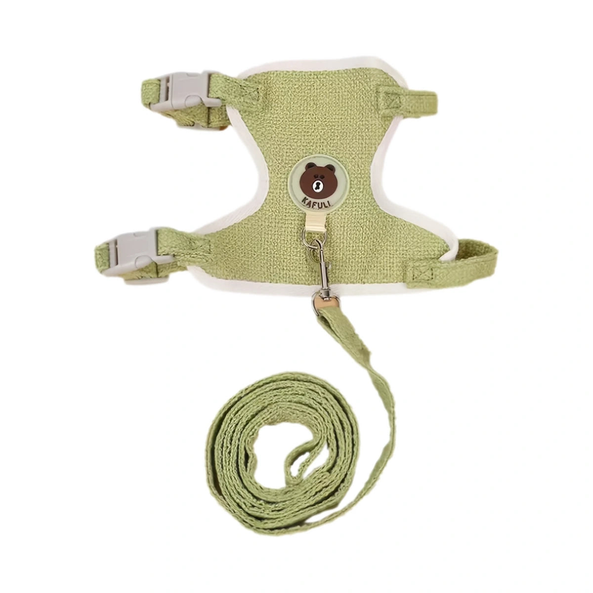 Green cat vest harness with matching leash