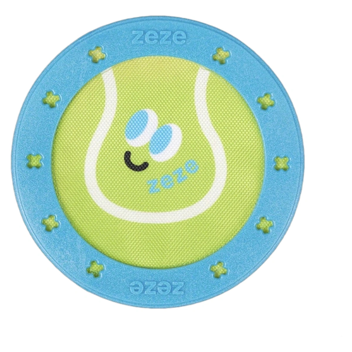Blue and green ZEZE dog flying disc