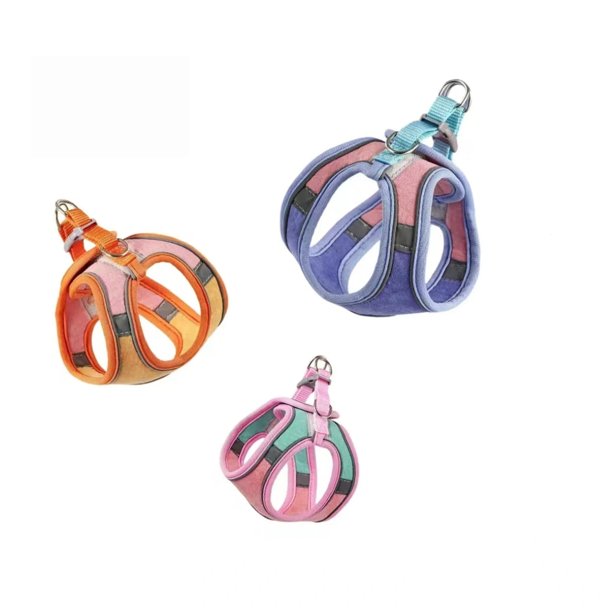 Orange purple and pink cat harness options