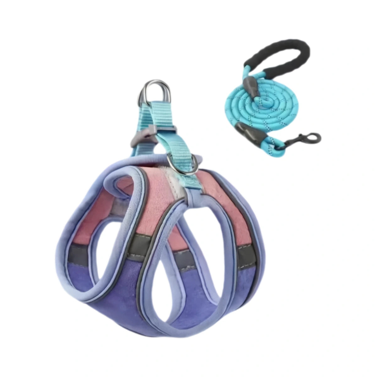 Purple cat harness with matching leash