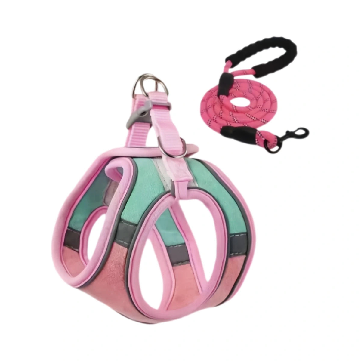 Pink cat harness with matching leash
