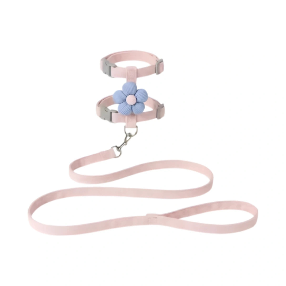 Pink flower cat harness and lead