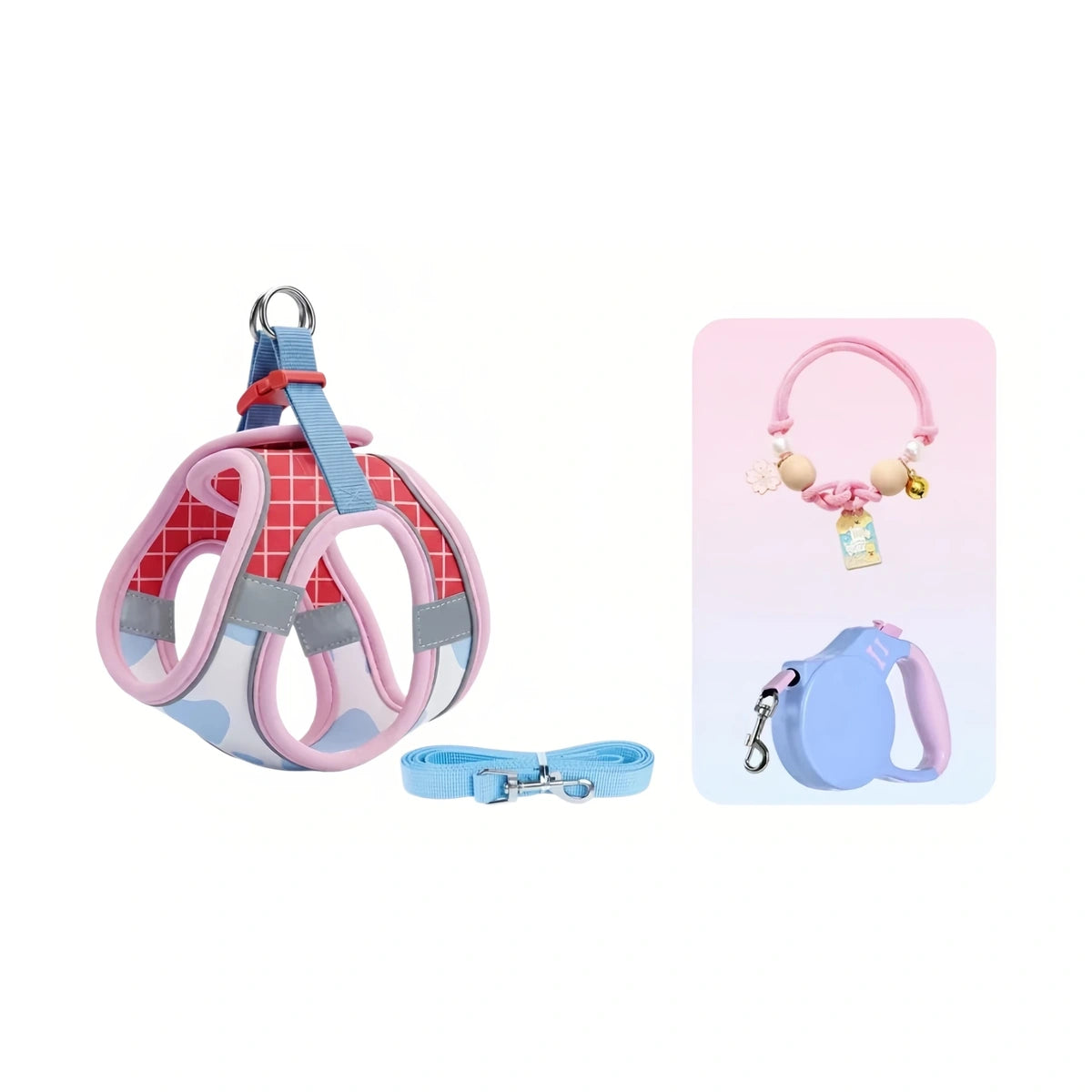 Red cat strap harness and lead