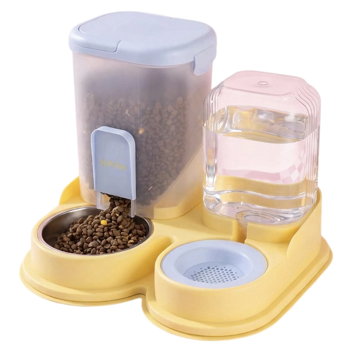 Yellow Hipipet gravity feeder and water dispenser