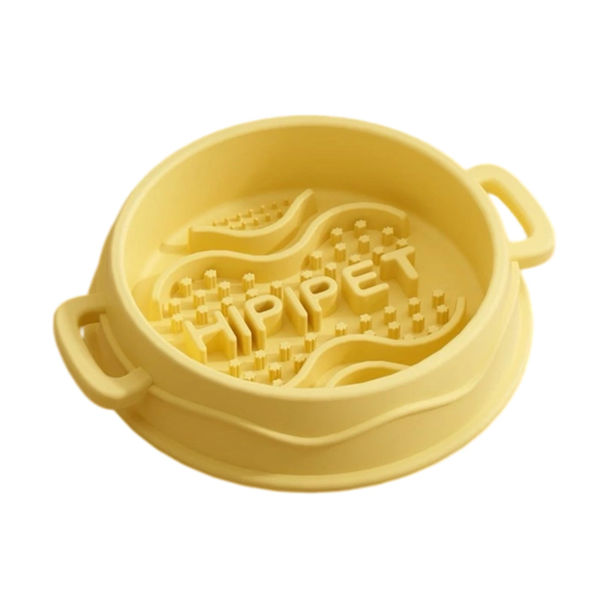 Yellow Hipipet slow feeder bowl from above