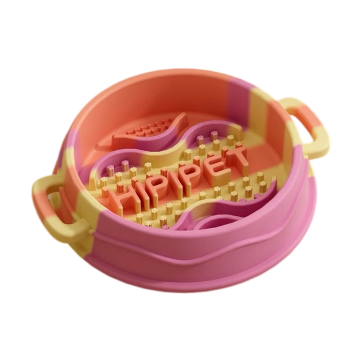 Orange and pink slow feeder bowl
