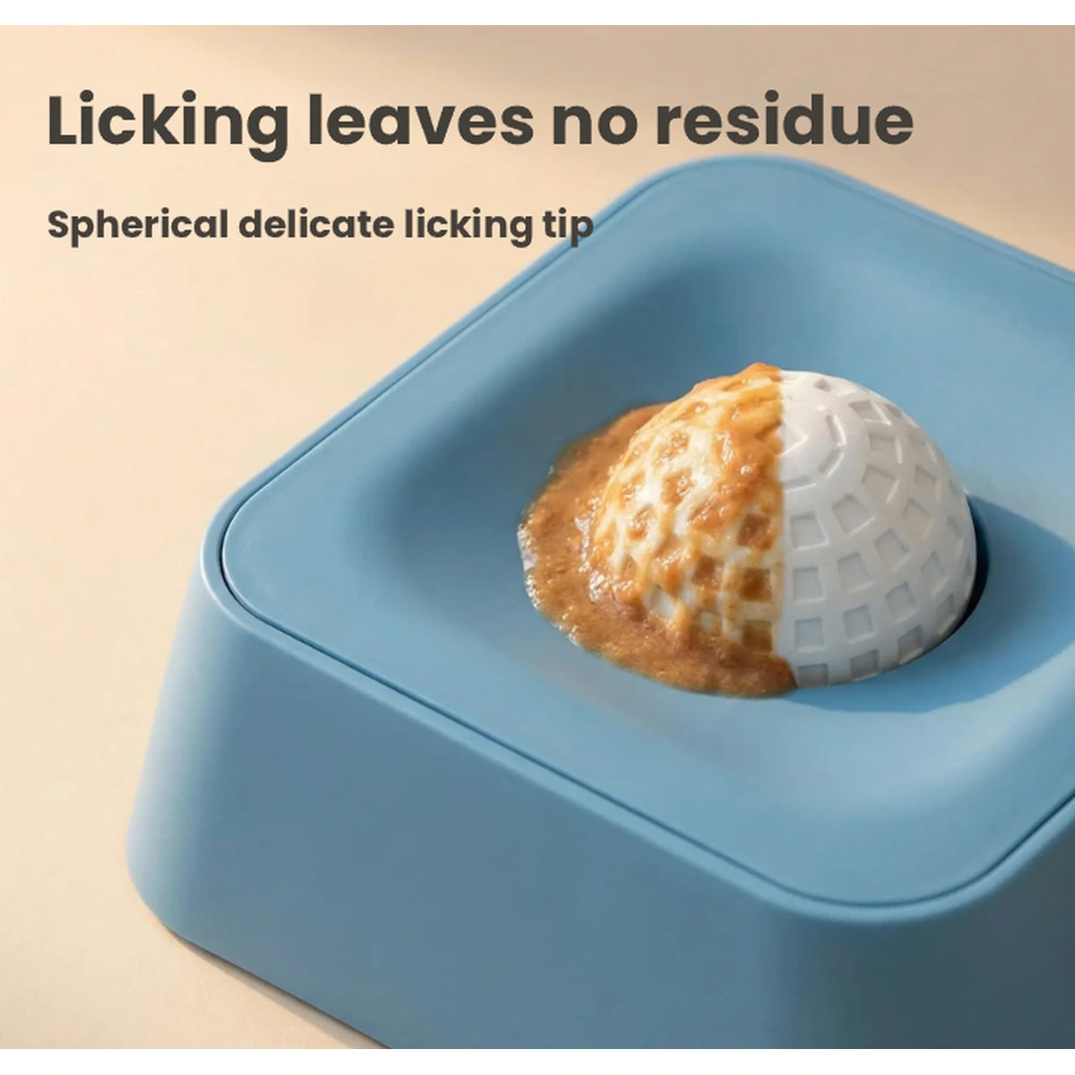 Treat on the raised centre of blue lick bowl