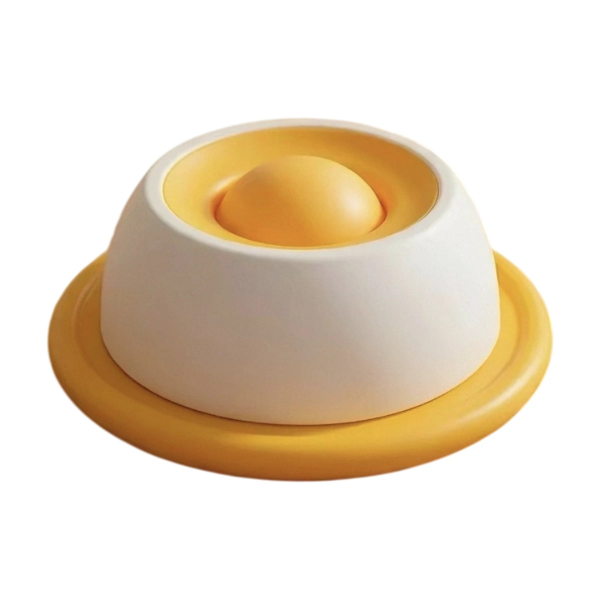 Yellow and white silicone pet lick bowl