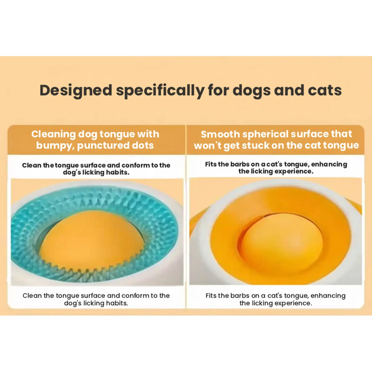 Blue and yellow lick bowls shown from above