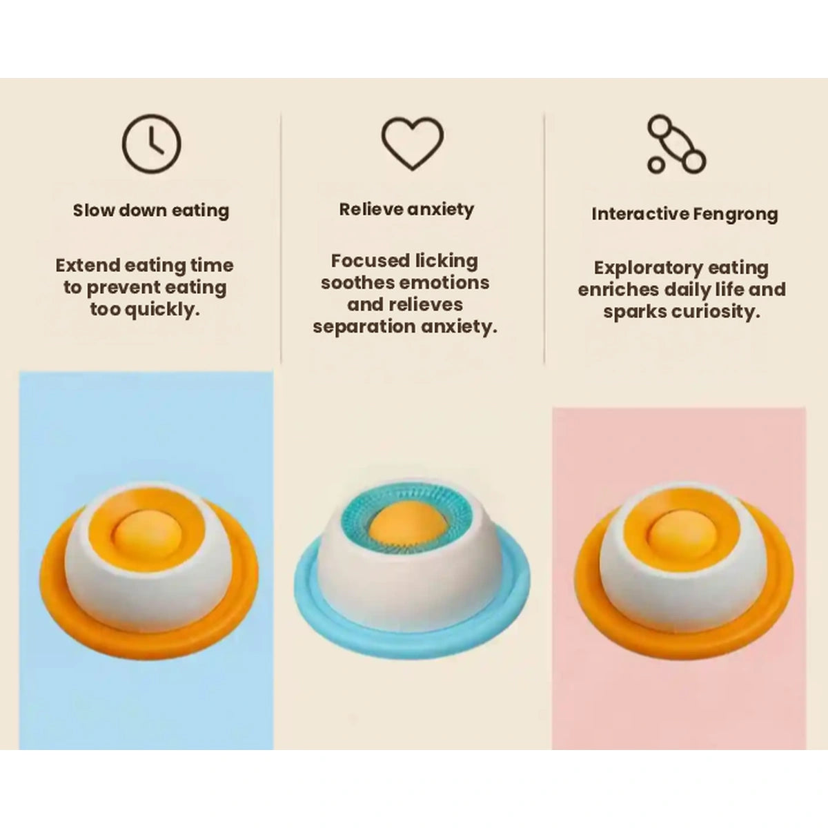 Lick bowl feature diagram showing three colours