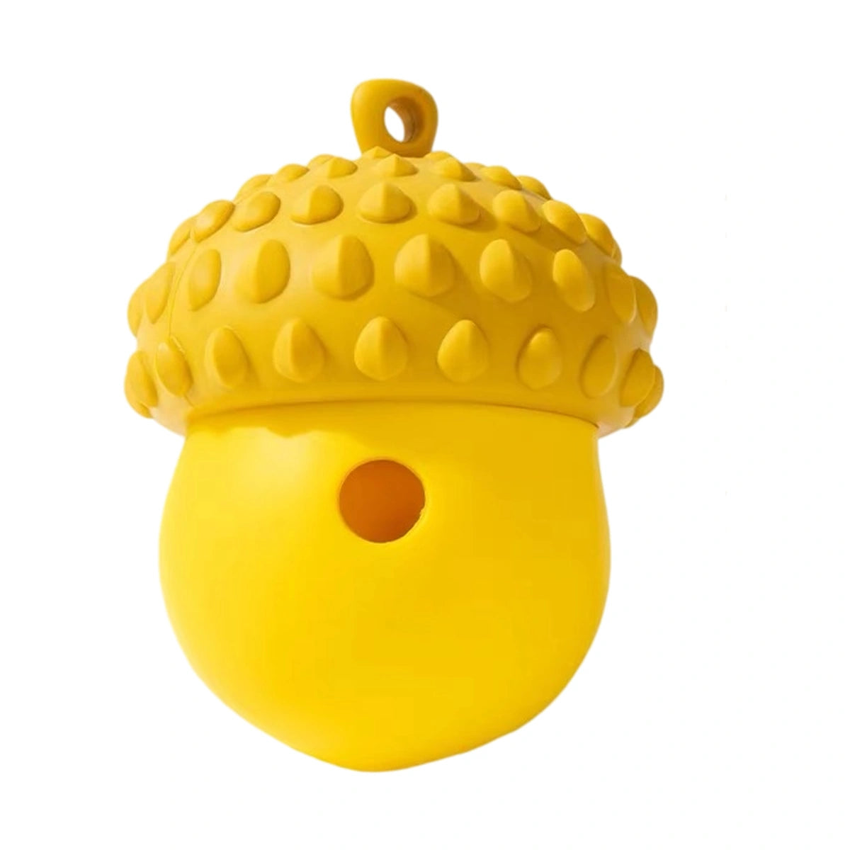Yellow acorn-shaped treat ball