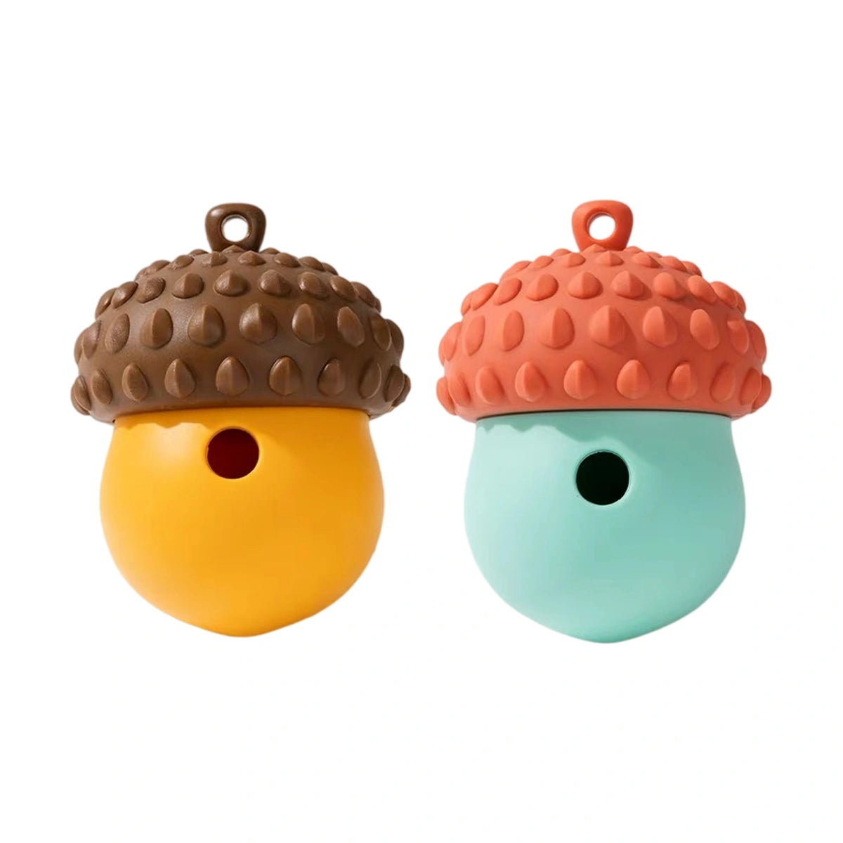 Brown and pink acorn treat balls