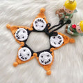 Black and white pumpkin crochet collar laid flat