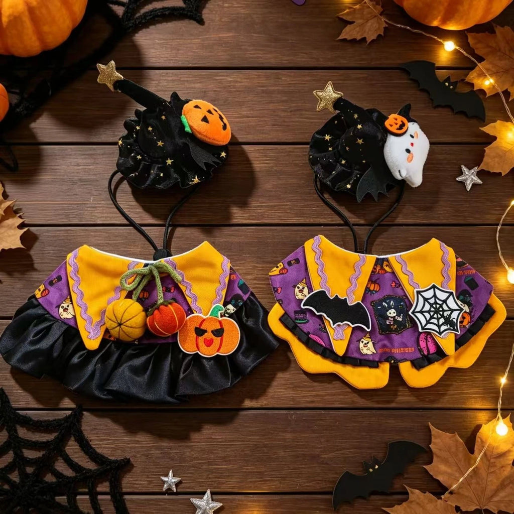 Pumpkin and ghost costume alternatives laid flat