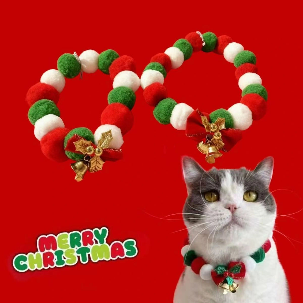 Christmas collar options beside cat photo