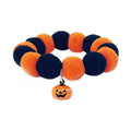 Orange and navy pom-pom Halloween pet collar