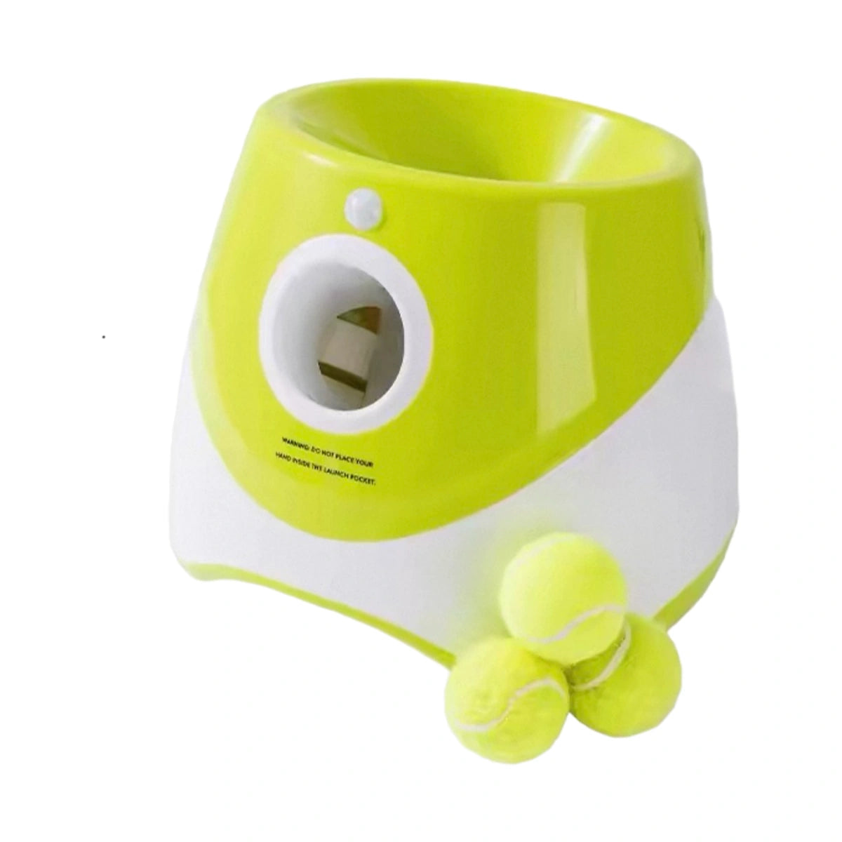 Lime Hipidog automatic dog ball launcher with tennis balls