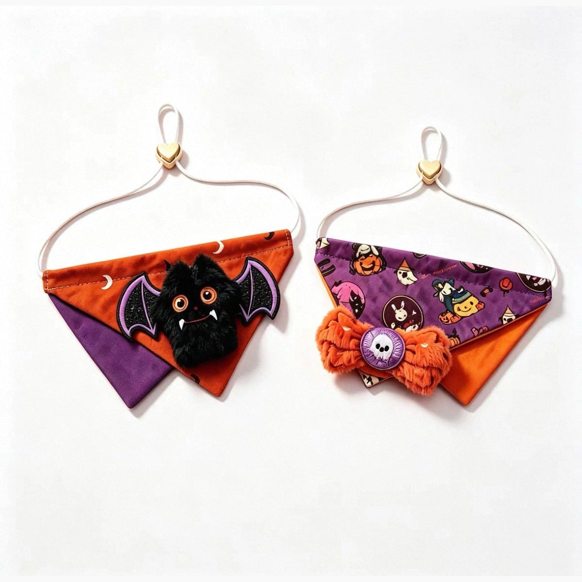 Bat and skull-bow Halloween pet bib bandanas