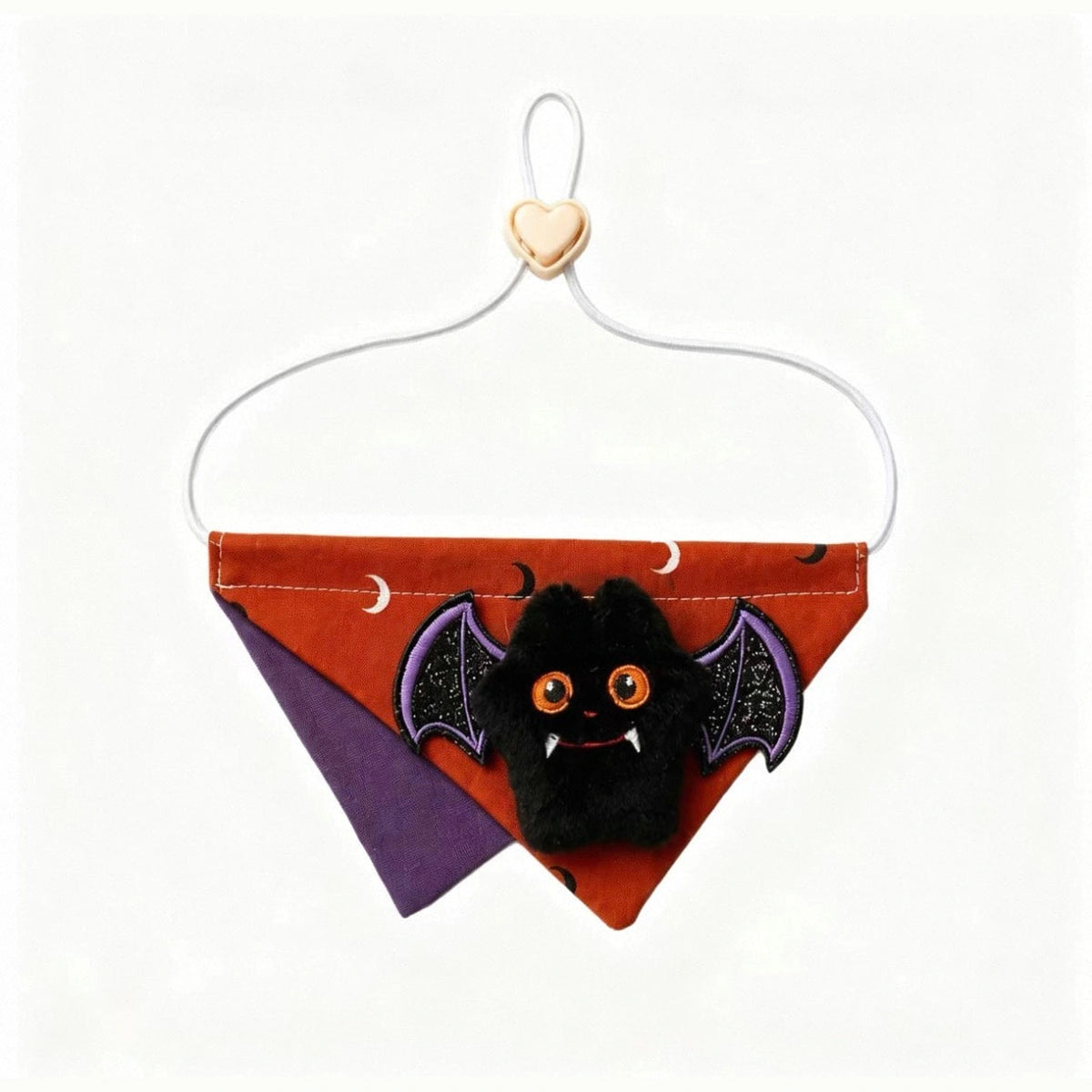 Black bat Halloween bandana shown flat
