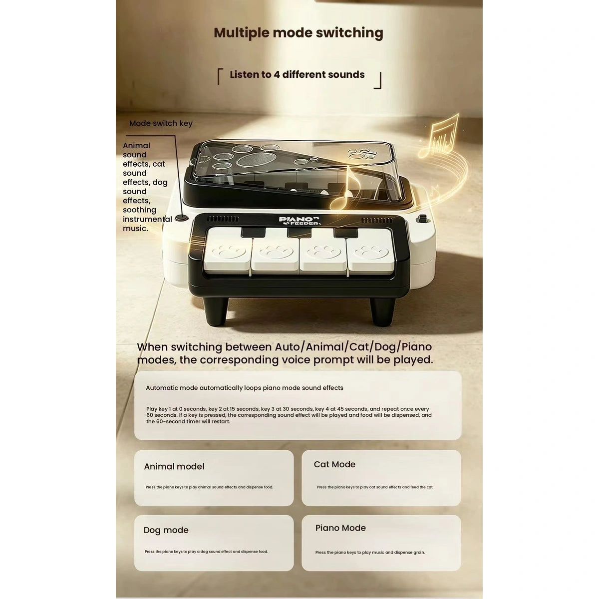 Piano pet toy sound interaction diagram