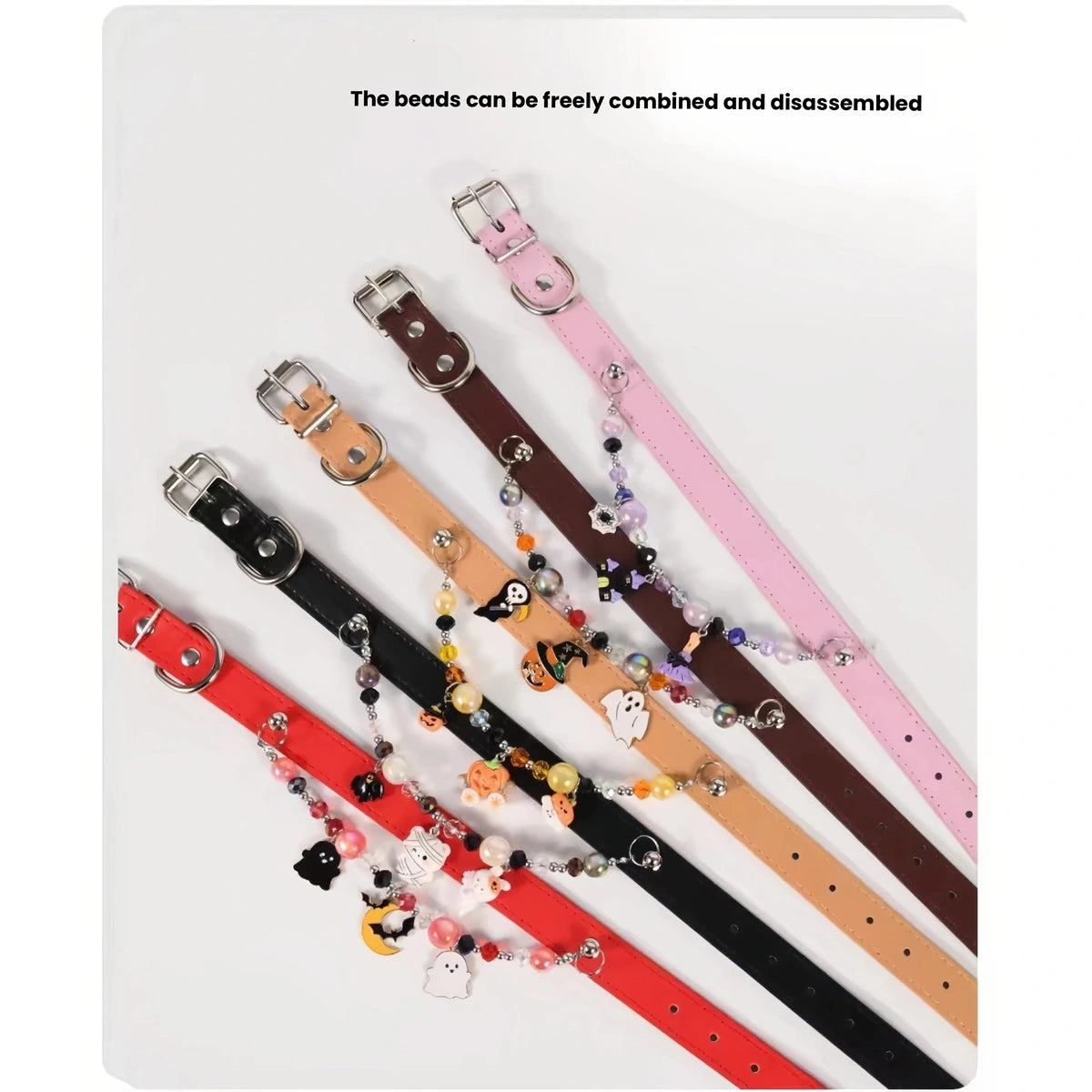 Four coloured beaded Halloween collar choices