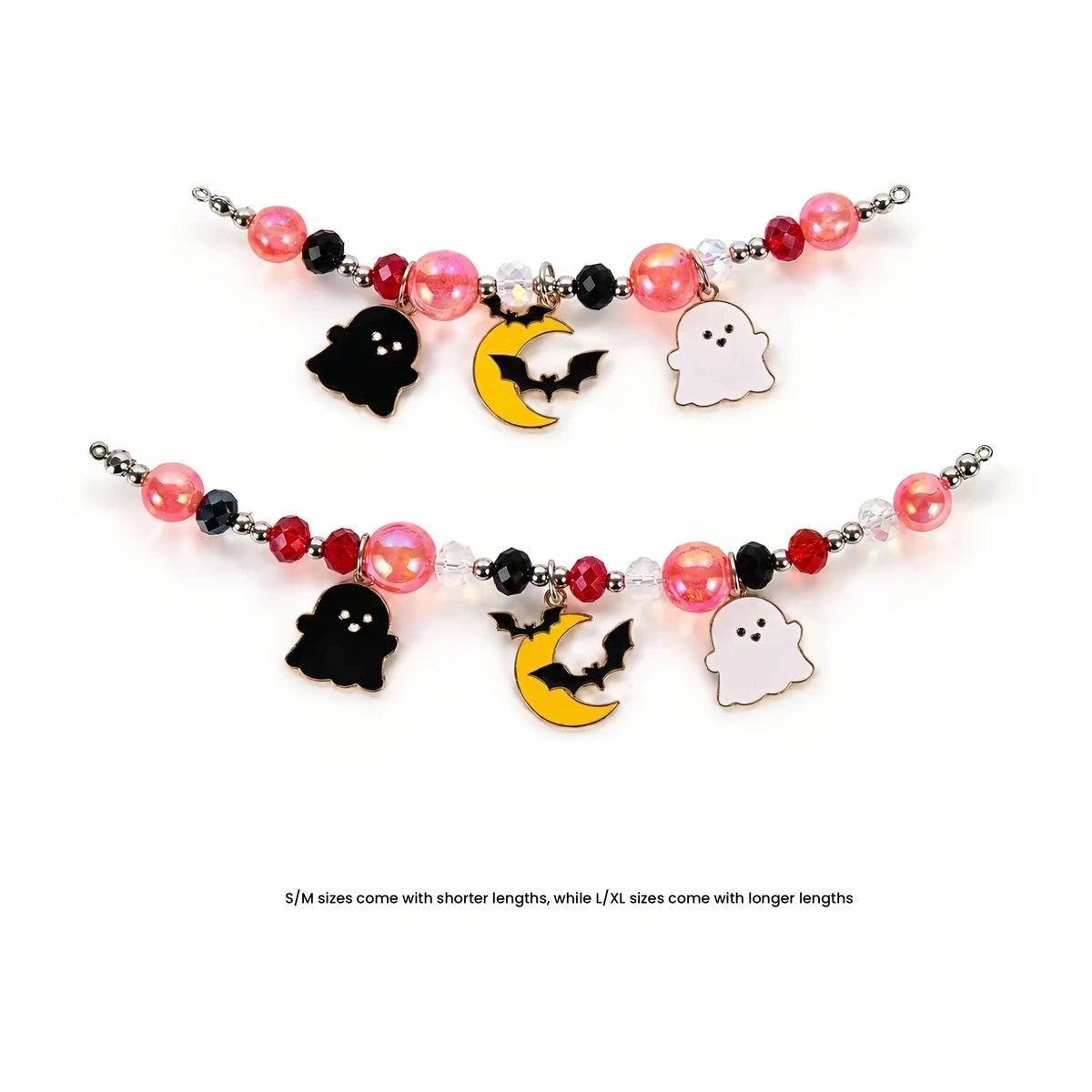 Pink ghost and pumpkin beaded accessory strings