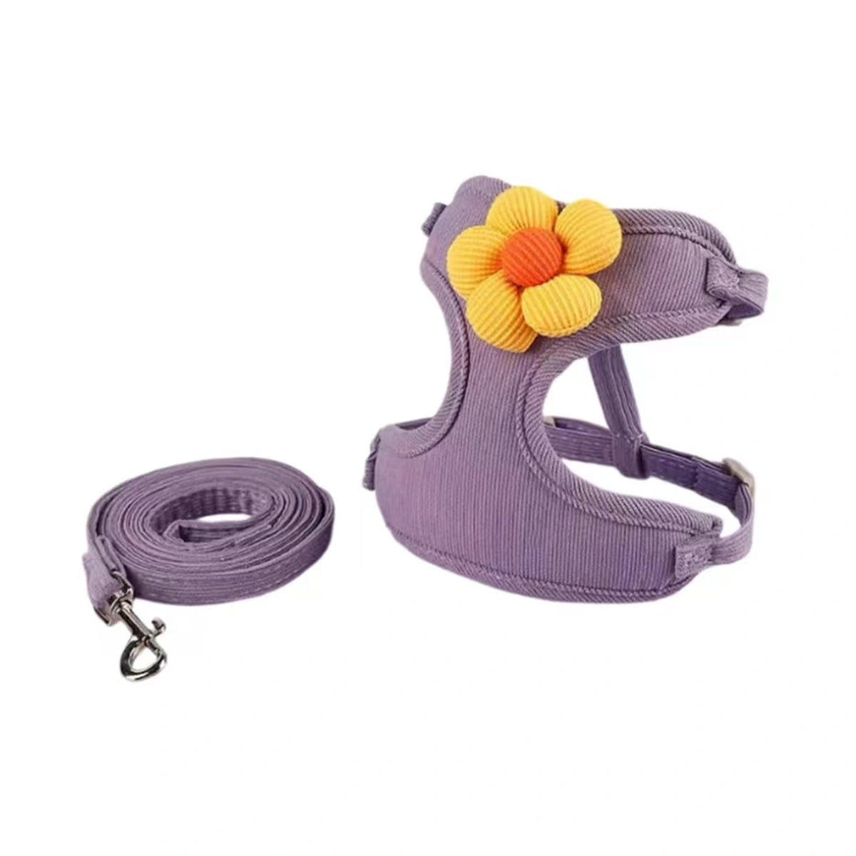 Pink flower vest harness with matching lead