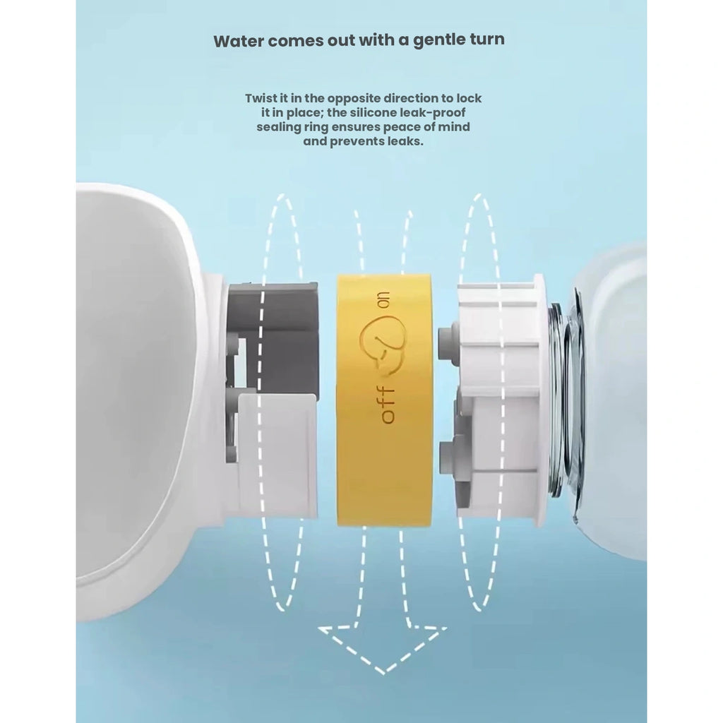 Hipidog dog bottle diagram showing separate water and food compartments