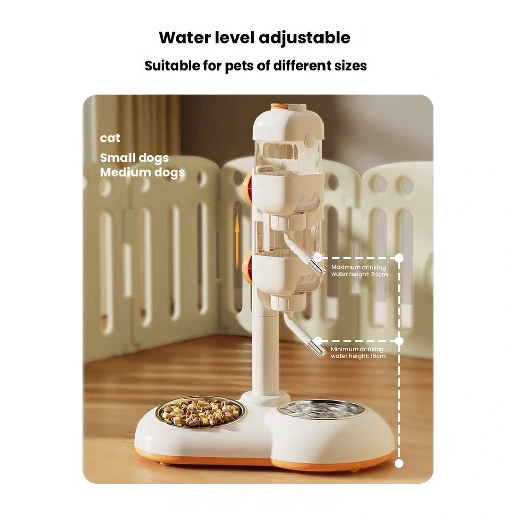 Hipidog feeding station panel showing adjustable water level