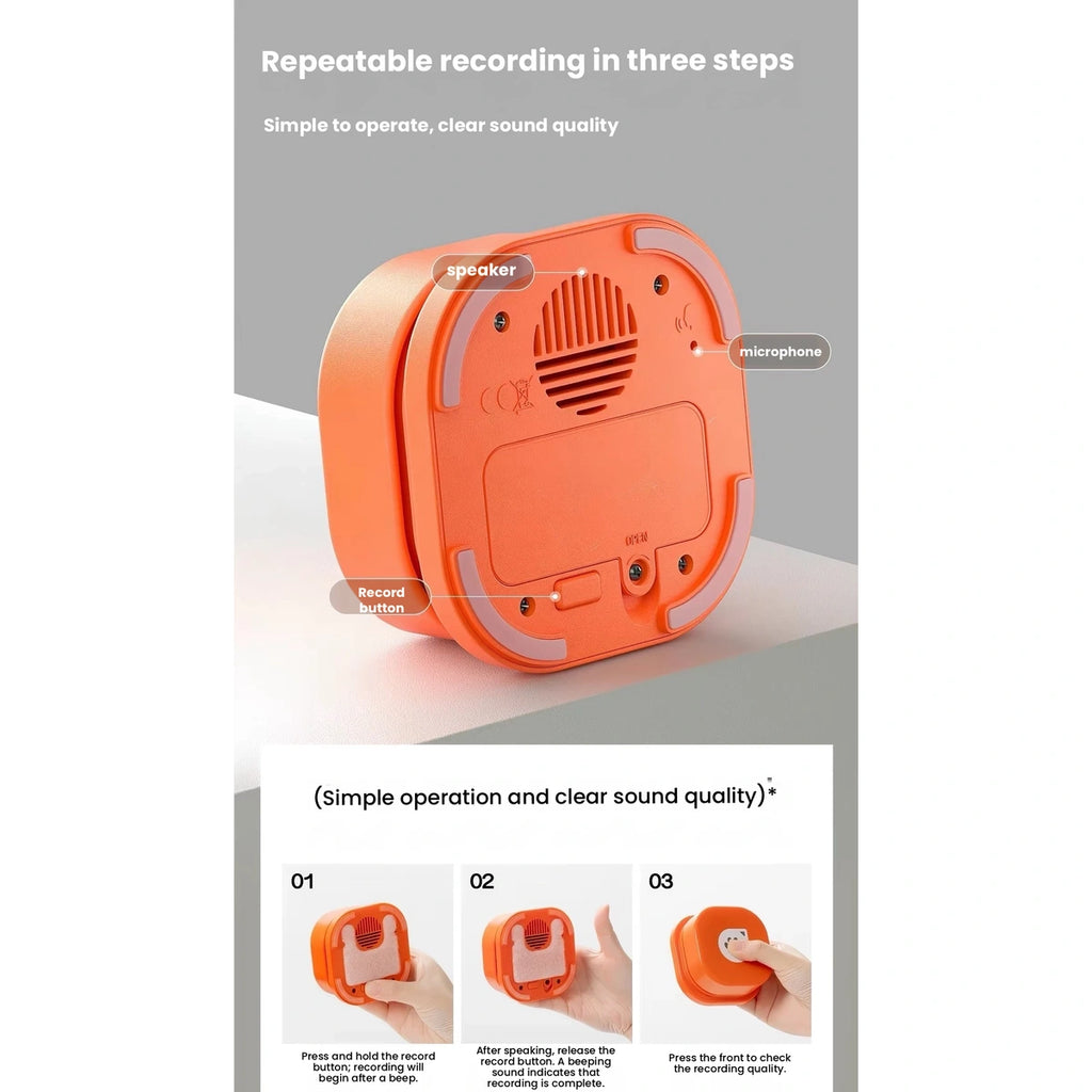 Orange MewooFun button showing its underside and controls