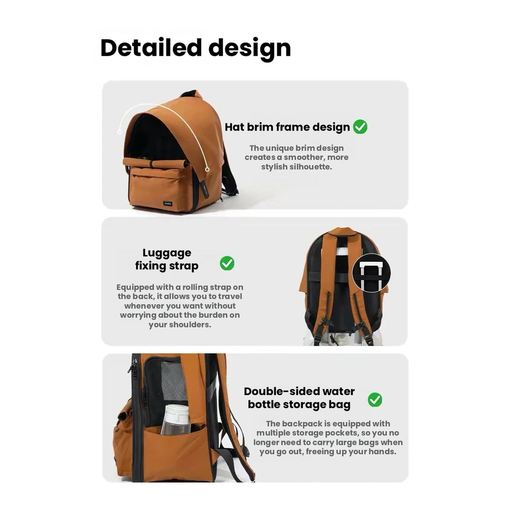 SmallCat backpack detail panel showing straps and openings