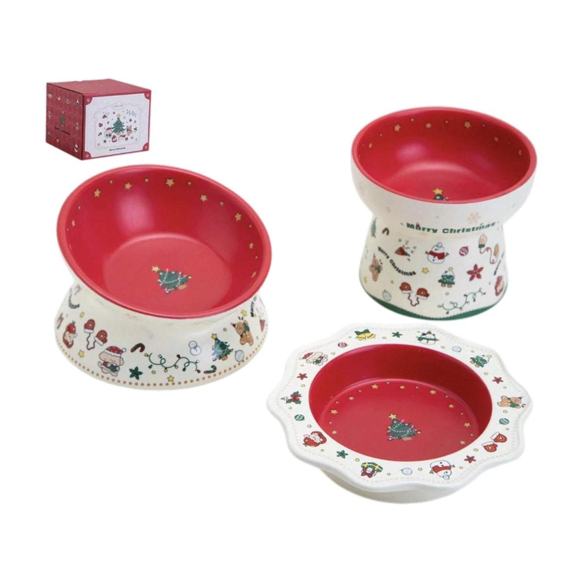 Red Petdebby Christmas bowl arrangement with an additional shallow bowl