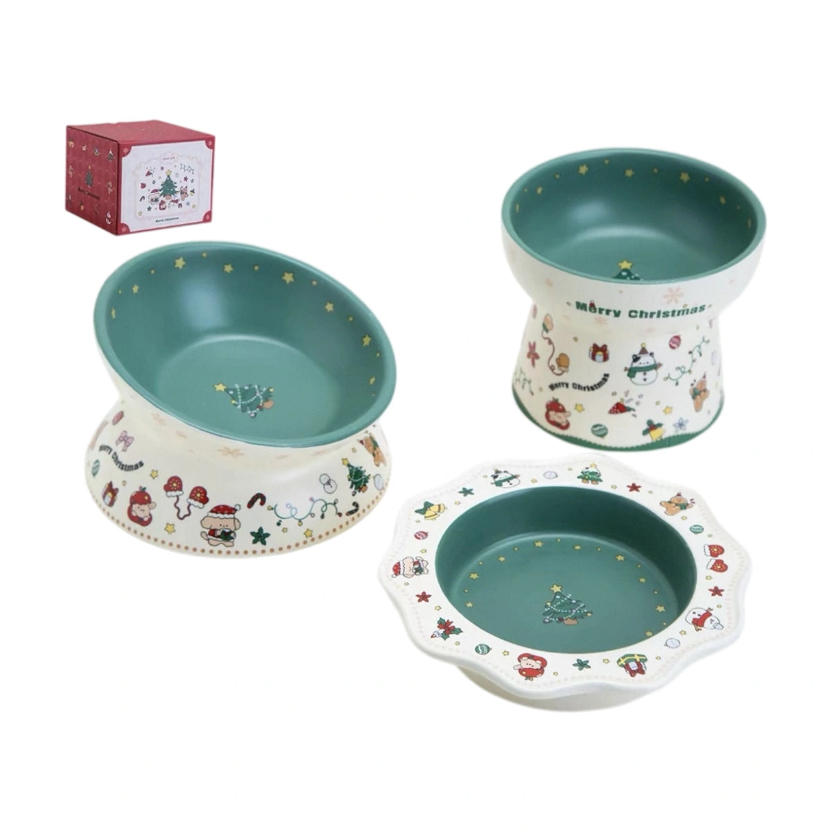 Green Petdebby Christmas bowl arrangement with an additional shallow bowl