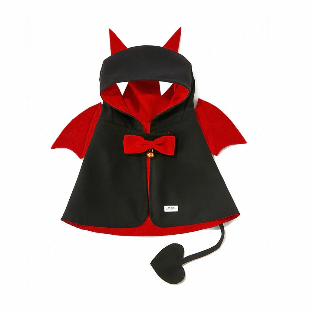 Black and red UFBemo devil cape costume with horned headpiece