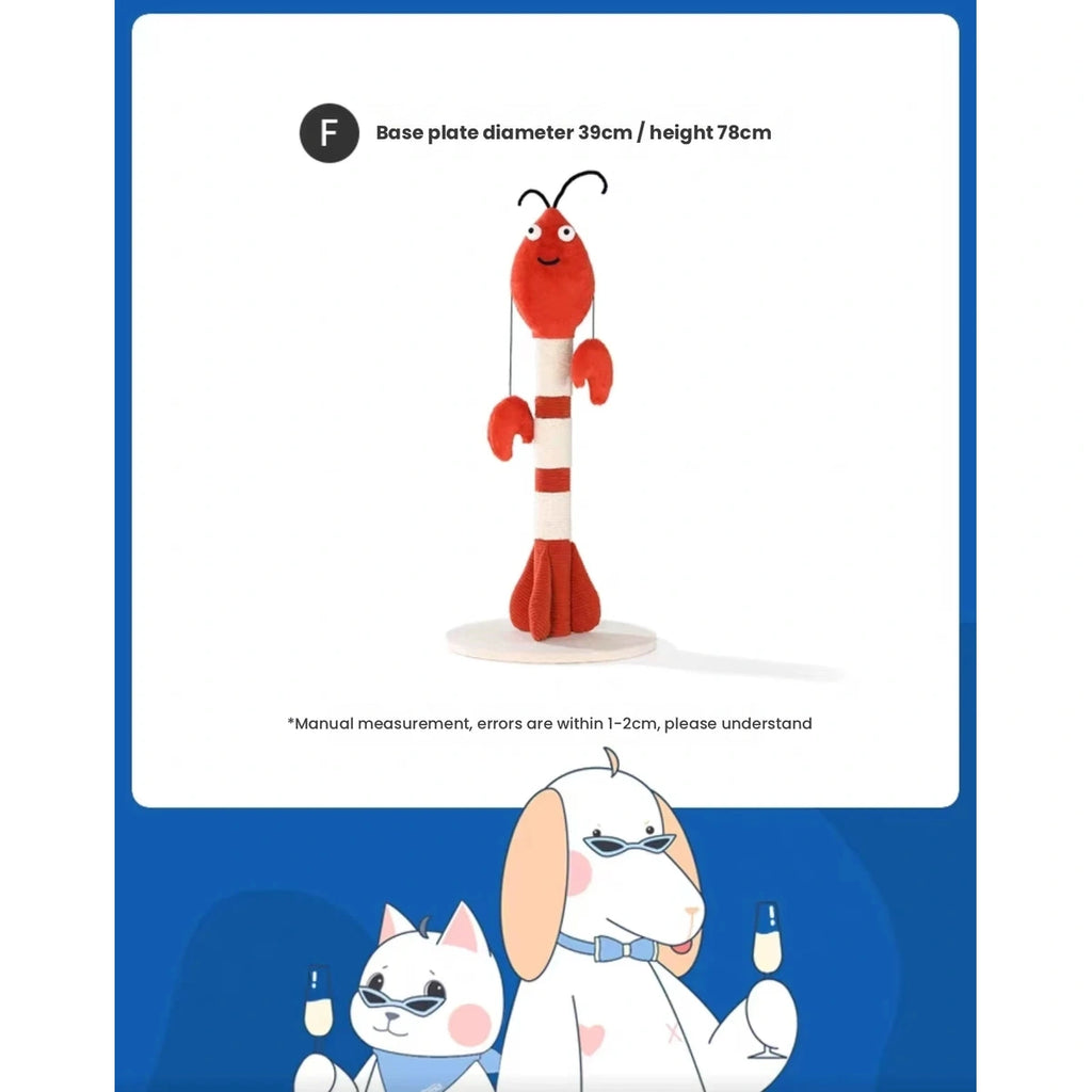 UFBemo lobster scratching post diagram with cat illustration