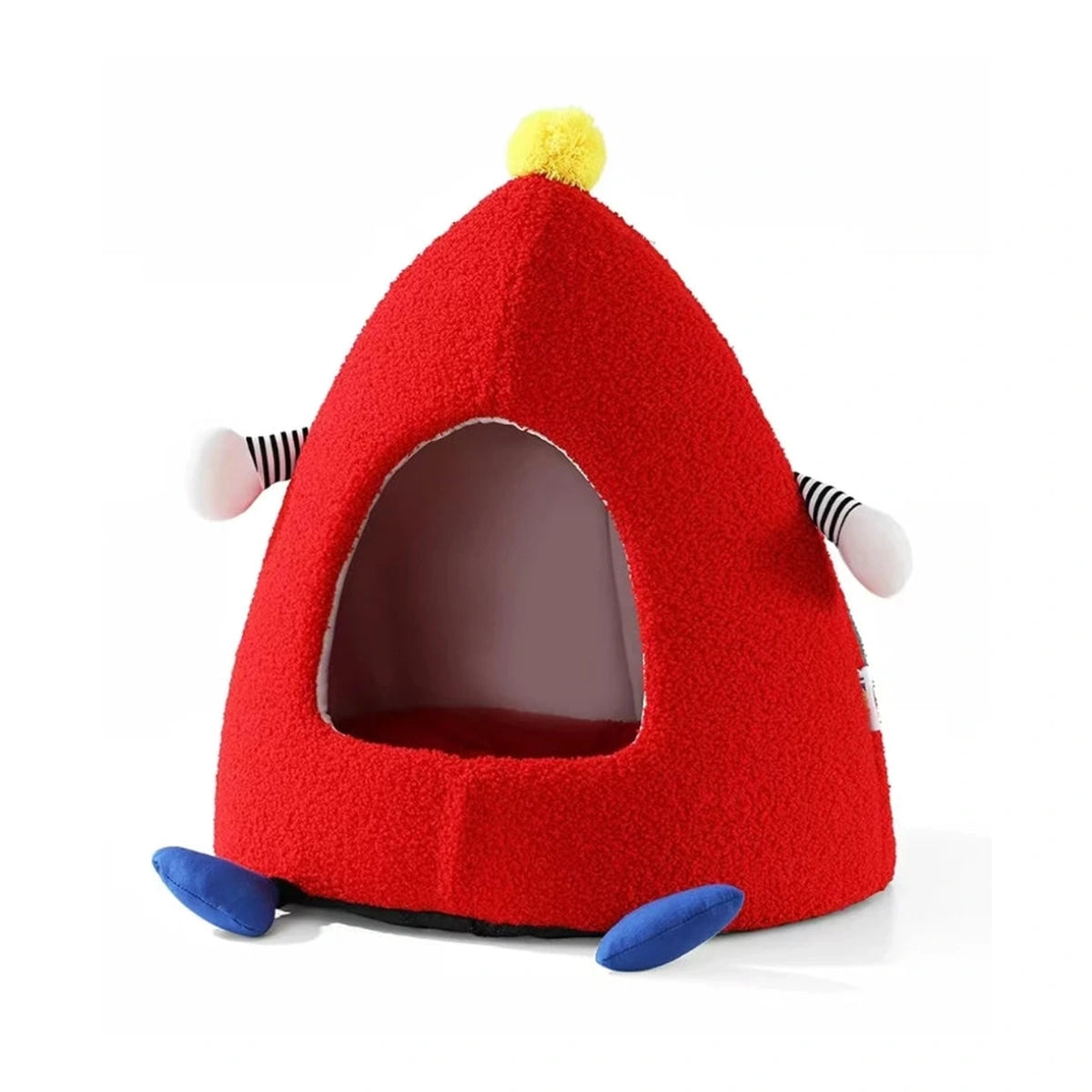 Red gnome-shaped enclosed UFBemo pet house